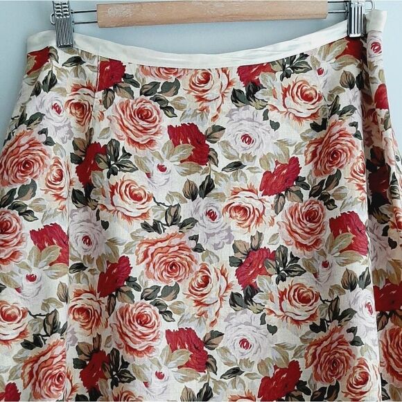 LIZ CLAIBORNE | Linen Blend Floral A-Line Mini Skirt Colorful  Sz 10 - Picture 3 of 16